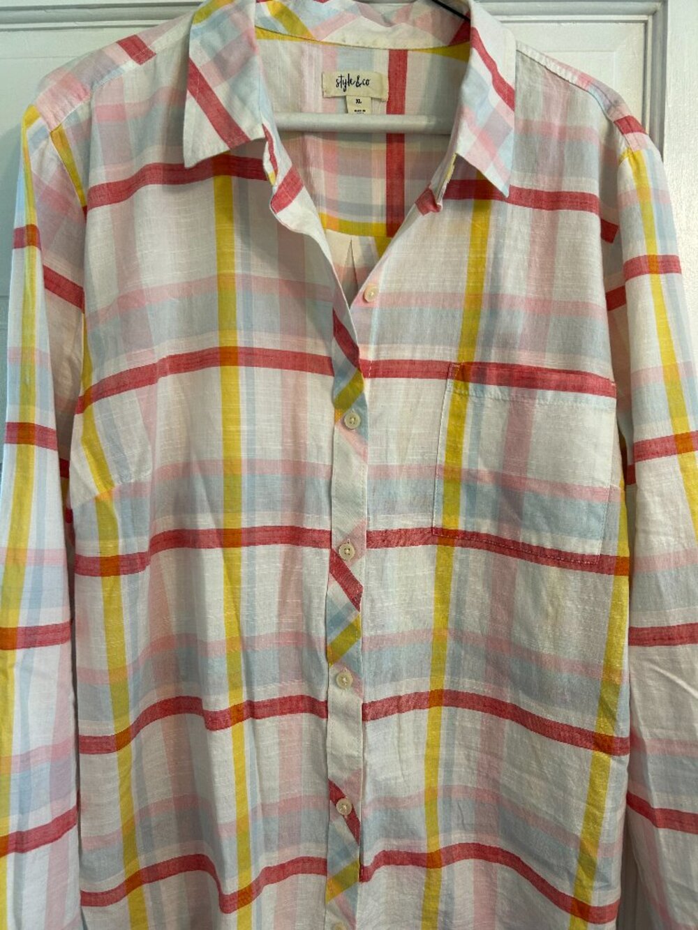 STYLE & CO Plaid Oversized Button Down Shirt